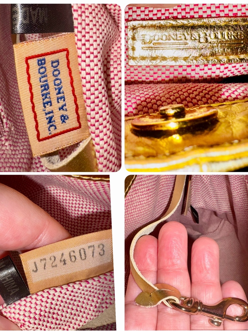 Dooney & Bourke Metallic Gold Leather Logo Lock Sac Hobo Shoulder Bag like new - Picture 3 of 16